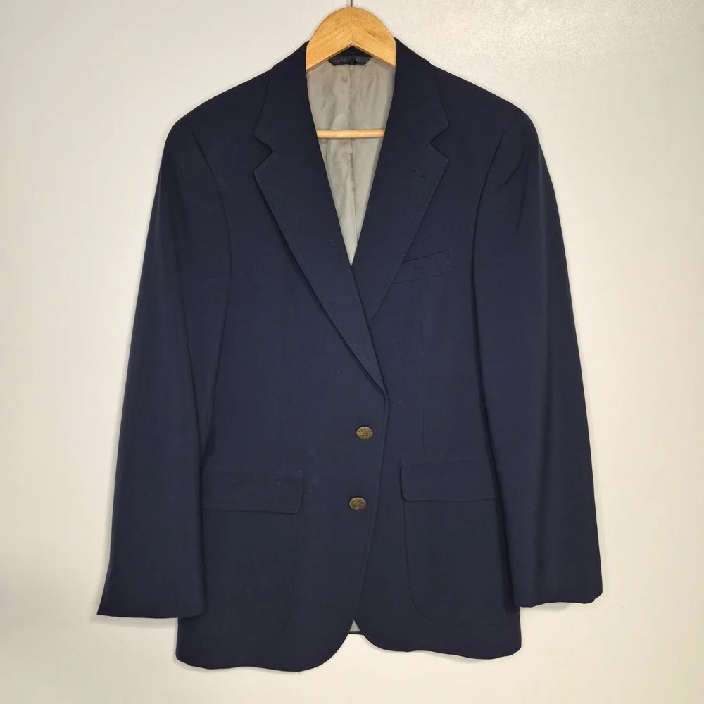 Polo University Club Ralph Lauren Blazer Mens 36 Navy Blue Ivy Gold Button Vtg
